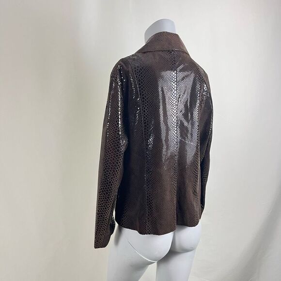 Cuir Zebra Women's Jacket Size Large Animal Snake Print Leather Zipped Front - Picture 5 of 10